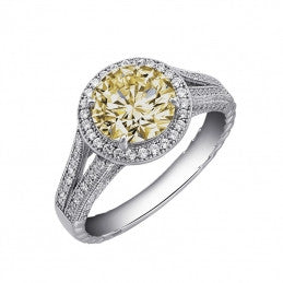 Round Yellow Center Halo Ring - Lafonn R0013CAP