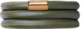 Green Leather Bracelet With Gold Plated Lock - Endless Jewelry 12502