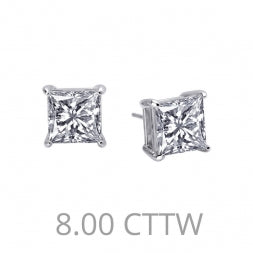 Princess Cut 8.0 Ctw Simulated Diamond Stud Earrings - Lafonn E0118CLP00